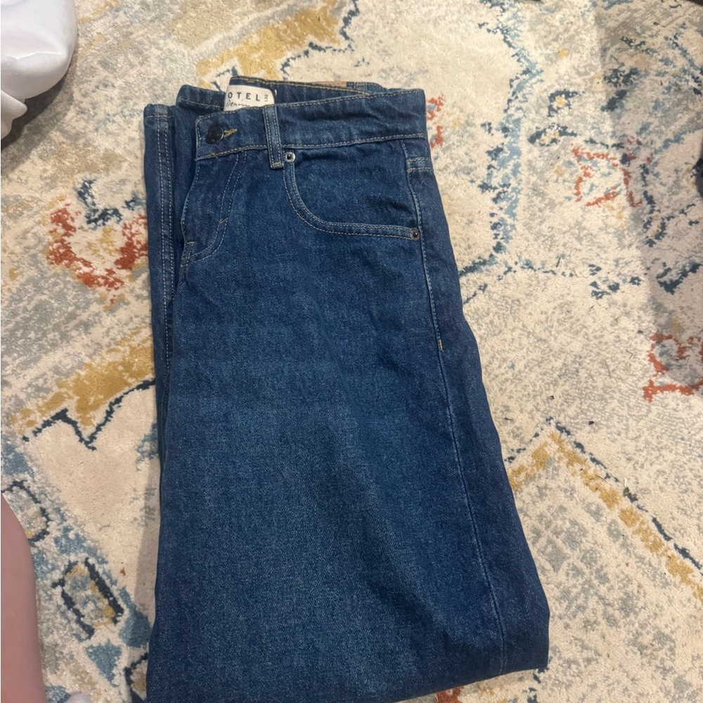 Low Rise Parallel Jeans Mid blue Used W24 L32 - Picture 2 of 4